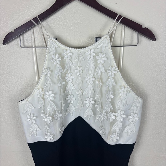 Scott McClintock High Neck Floral Lace Dress In Black & White Women’s Sz 10 VTG - Picture 5 of 7